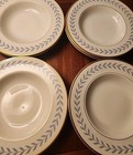 Syracuse Sherwood Old Ivory Blue Laurel Rimmed Soup Plate Fine China Lot Of 4