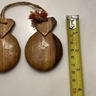 Vintage Spanish Hand-carved Handmade Wood Castanets Casta  uelas Flamenco