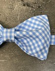 New Custom Mens Gingham Bow Tie Pre-tied Adjustable Gift Blue white Check