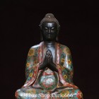 12   Old Tibet Cloisonne Enamel Pure Bronze Shakyamuni Amitabha Buddha Statue