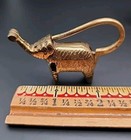 Lot Of 2 Vintage Brass Locks  One Tiger And One Elephant With One Key 