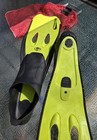 Surge Adult Scuba Diving Fins Yellow Made- Italy 46-47  Size 12-13 red Fish Bag