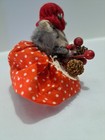Original Toy Fur Collectible Mouse Red   White Dress  West Germany Miniature