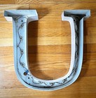 Large Vintage Letter  u  Metal Industrial Sign With Old Wiring
