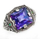 2ct Natural Alexandrite 925 Solid Sterling Silver Nouveau Style Ring Sz 6  