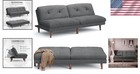 Convertible Futon Sofa Bed Linen Grey Adjustable Back Sleeper Couch Living Room