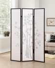 3 Panel Black Shoji Room Divider Oriental Style Folding Privacy Screen