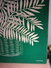 Vintage Marushka Screen Print Canvas Fabric Wall Art Palms Basket Green 18x24