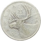 1947 Maple Leaf Canada 25 Cents Silver Quarter George Vi Caribou Coin