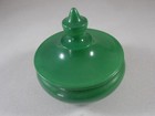 Vintage Art Deco Green Glass Powder Jar Grease Candy Vanity Dish