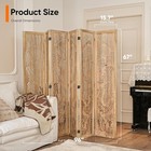 Boho Room Divider With Leaves Feather Carving  4 6-panel Openwork Wood Screen