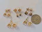 Gold-plated   Stud Earrings   Lot Of 5   Cz Sparklers    Vintage