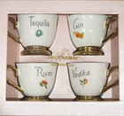 4pc Teacup Shot Glass Gift Box 3x2 Liquor Gold Cups Floral Vodka Gin Rum Tequila