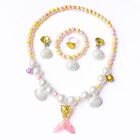 Children Jewelry Set Mermaid Shell Pink Gold Yellow Necklace Bracelet Fairytale