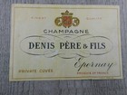Champagne Denis P  re   Fils Epernay France Private Cuv  e Vintage Wine Label