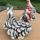 Two Gray Chickens Hen   Rooster Hand Painted Farmhouse Home Decor Vintage Fancy