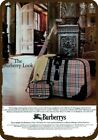 1984 Burberrys Pink Plaid Luggage Vintage-look  decorative Replica Metal Sign  