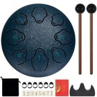 Rain Drum For Outside Garden 6 Inch 8 Note Steel Tongue 6in-8notes Navy Blue