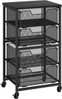 Rolling Cart With Drawers  4-drawer Storage Cart On Wheels With Wooden Top  M   