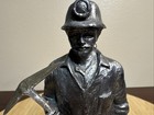 Michael Ricker Pewter  miner  Signed   Numbered 1983 Sculpture On A Wood Base 