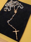 Antique Rosary Crystal Oddities 14k Gf Gold Vintage Jesus Crucifix Mary 