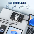 6 Ft Flat Plug Surge Protector Power Strip 11 Multiple Ac Outlets With 6 Usb Por
