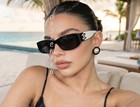 Chanel 5525 Polarized Black   White Rectangle Sunglasses