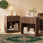 Fluted Nightstands Set Of 2  Modern Bedside Table With Storage Drawer And Ope   
