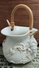 Nan Kirsten Art Nouveau Lady Face Signed Studio Art Pottery Cup W  Basket Handle