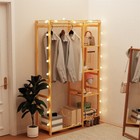 6 Tier Bamboo Garment Rack Storage Shelves Clothes Hanging Wardrobe Closet Stand