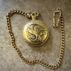 American Historic Society Morgan Dollar Gold Tone Full Hunter Pocket Watch Chain