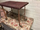 Antique Vtg Metal Leg Stool Bench 20 X 13 X 17    Tall Needs Recovering Mcm