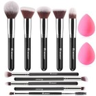  Makeup Brush Set Professional For Eye And Face  10 2pcs Black And Silver