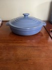 Technique Flame 12  Stoneware Covered Blue Serve Casserole Dish Roast Insert New