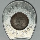 1953 D Encased Wheat Cent Given Bros Best O  Luck Keep Me   Never Go Broke