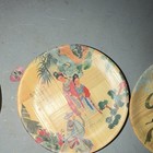 Asian Theme Decorative Dinner Plates Set Of 3 Round Shiny Beige Multicolor