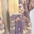 Vintage 50s Showa Era Purple 100  Silk Floral Nagajuban Loungewear Kimono Robe
