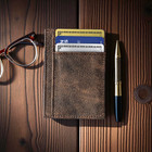 Mens Slim Leather Card Holder Rfid Blocking Wallet Minimalist Id   Cash Pockets