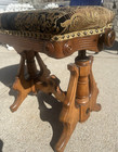 Antquie Vintage Vanity Wood Bench  Piano Organ dressing Stool  Adjustable Height