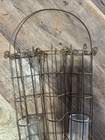 Wire   Glass Hanging Wall Mount Indoor Outdoor Double Flower Holder Vase 