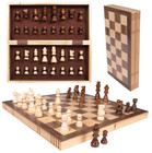 Premium Wooden Chess Set  15 7  Folding Board With Storage  Portable For Travel