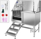 50  Large Stainless Steel Pet Dog Bathing Station W ramp Soap Box Faucet