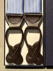 Brooks Brothers Suspenders Braces Light Blue Herringbone Leather  Adjustable