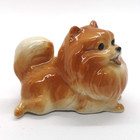 Ceramic Pomeranian Dog Figurine Porcelain Hand Painted Collectible Animal Dec   