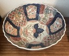 Antique Japanese Edo Period Imari Scalloped Centerpiece Porcelain Bowl - 12 