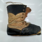 2 Single Antique Victorian Black white Leather Baby Shoes