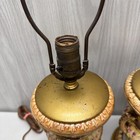 Pair Vintage Mcm Ceramic   Brass Table Lamps Cherub Angel Floral Urn Style 18 