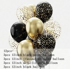 12 X Black Gold Balloons Birthday Wedding Party With Free Glue Dots