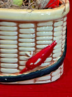 Vtg  Holt Howard 1963 Ceramic Fishing Creel Wall Pocket Planter Fishing Bobbers
