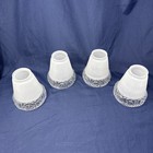 Vintage Clear Satin Glass Lamp Light Shade 2 1 4  Fitter Nos Set Of 4   Floral